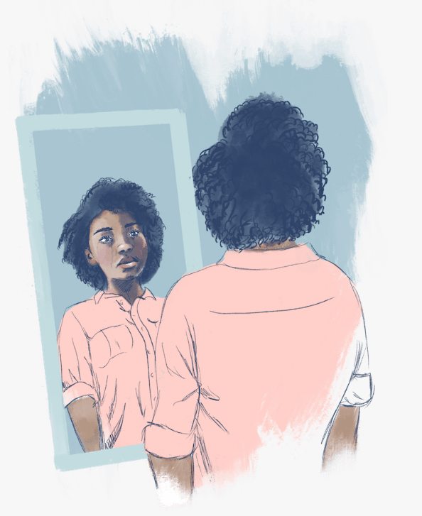 Illustration of a person reflecting on their identity